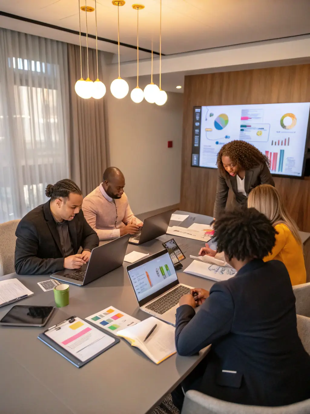 A photo showcasing a team brainstorming session at Clear Marketing Services, with sticky notes and charts visible in the background, representing the initial strategy phase for a client project.